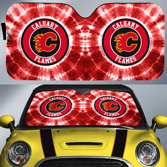 Calgary Flames Car Sunshade Custom Tie Dye Car Accessories - Gearcarcover - 1