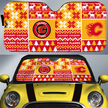 Calgary Flames Car Sunshade Custom Ugly Style Car Accessories - Gearcarcover - 1