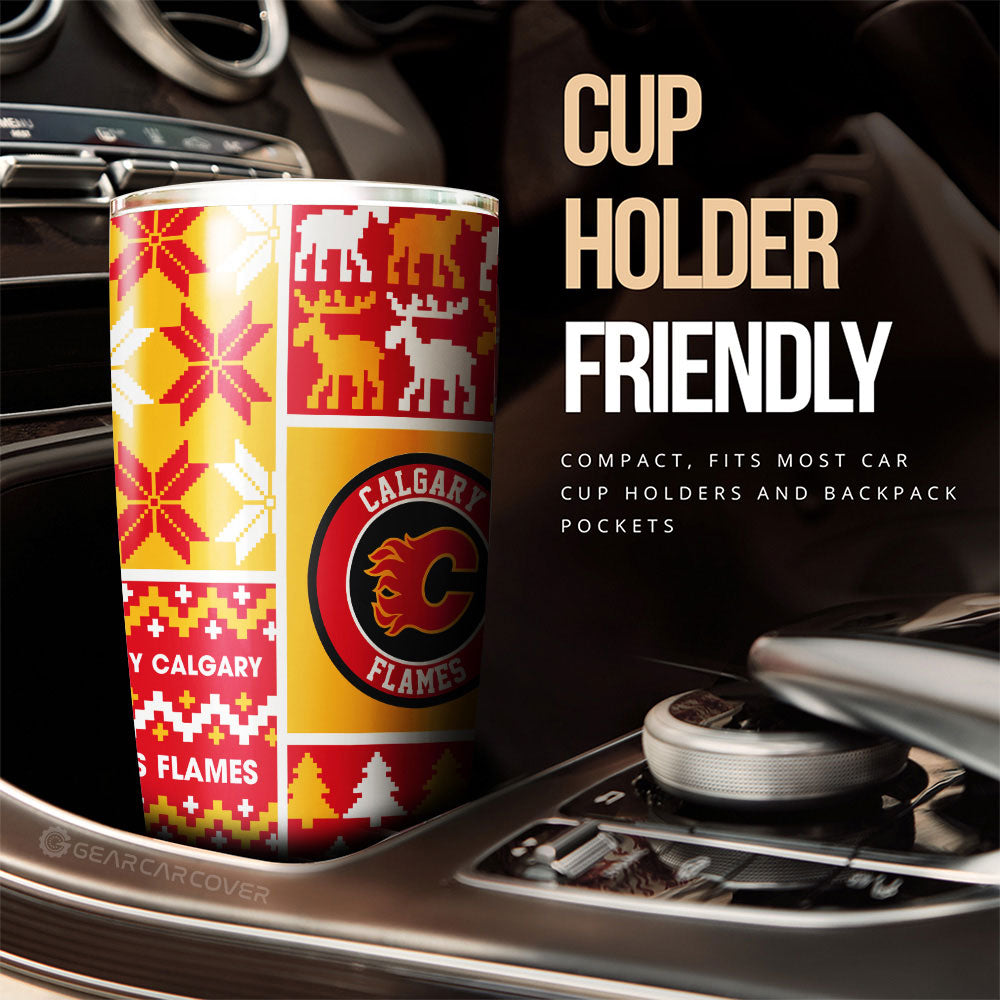 Calgary Flames Tumbler Cup Custom Ugly Style Car Accessories - Gearcarcover - 3