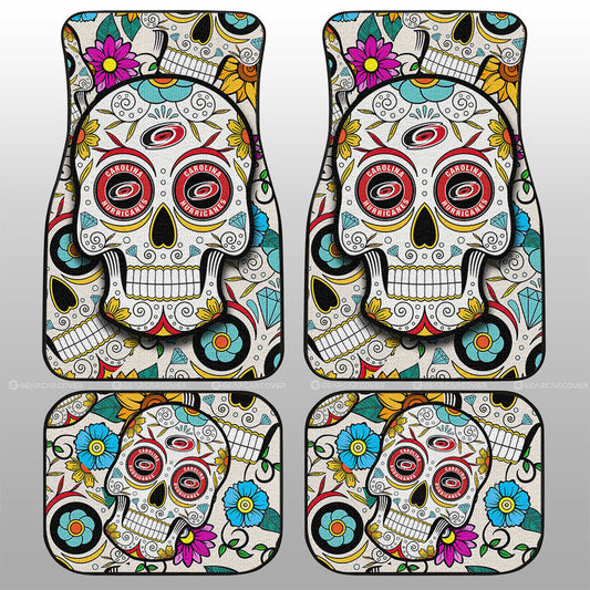 Carolina Hurricanes Car Floor Mats Custom Sugar Skull Car Accessories - Gearcarcover - 1