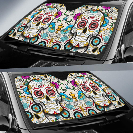 Carolina Hurricanes Car Sunshade Custom Sugar Skull Car Accessories - Gearcarcover - 2