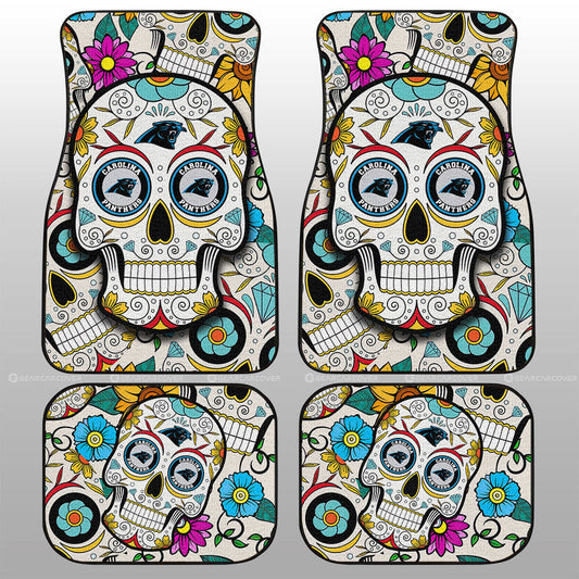 Carolina Panthers Car Floor Mats Custom Sugar Skull Car Accessories - Gearcarcover - 1