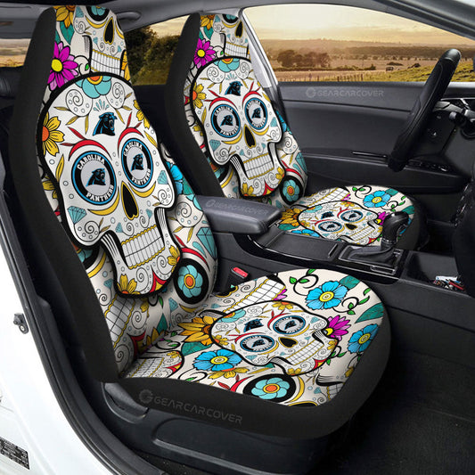 Carolina Panthers Car Seat Covers Custom Sugar Skull Car Accessories - Gearcarcover - 2
