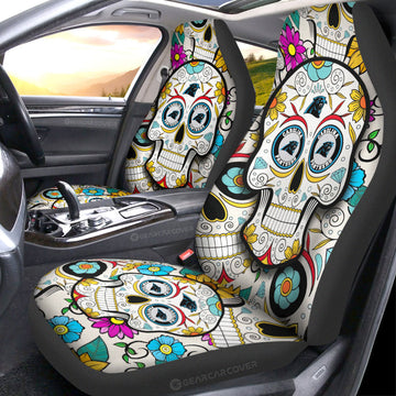 Carolina Panthers Car Seat Covers Custom Sugar Skull Car Accessories - Gearcarcover - 1