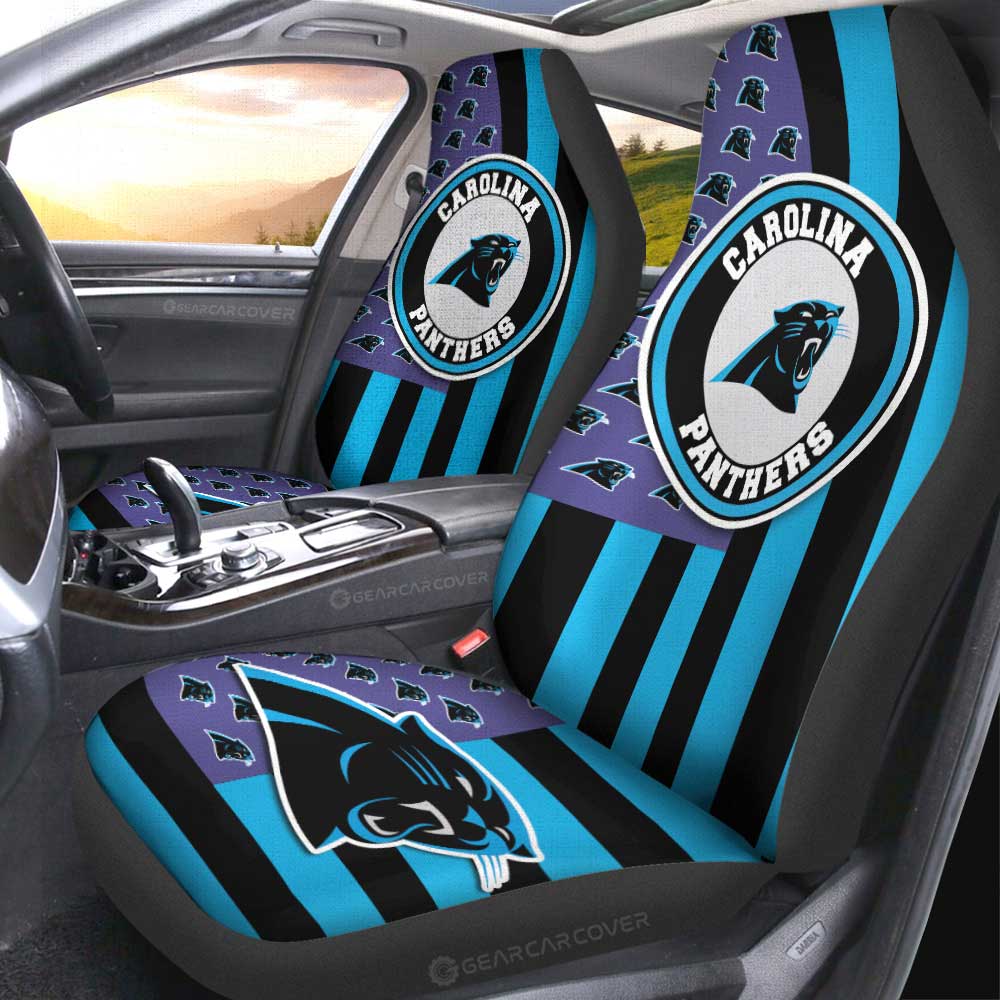 Carolina Panthers Car Seat Covers Custom US Flag Style - Gearcarcover - 2