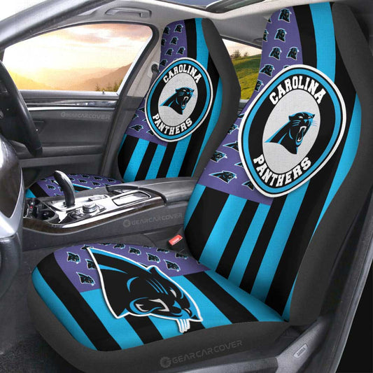 Carolina Panthers Car Seat Covers Custom US Flag Style - Gearcarcover - 2