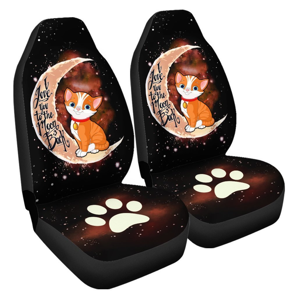 Cat Car Seat Covers I Love You To The Moon and Back Gift Idea For Cat Lovers Car Accessories - Gearcarcover - 3