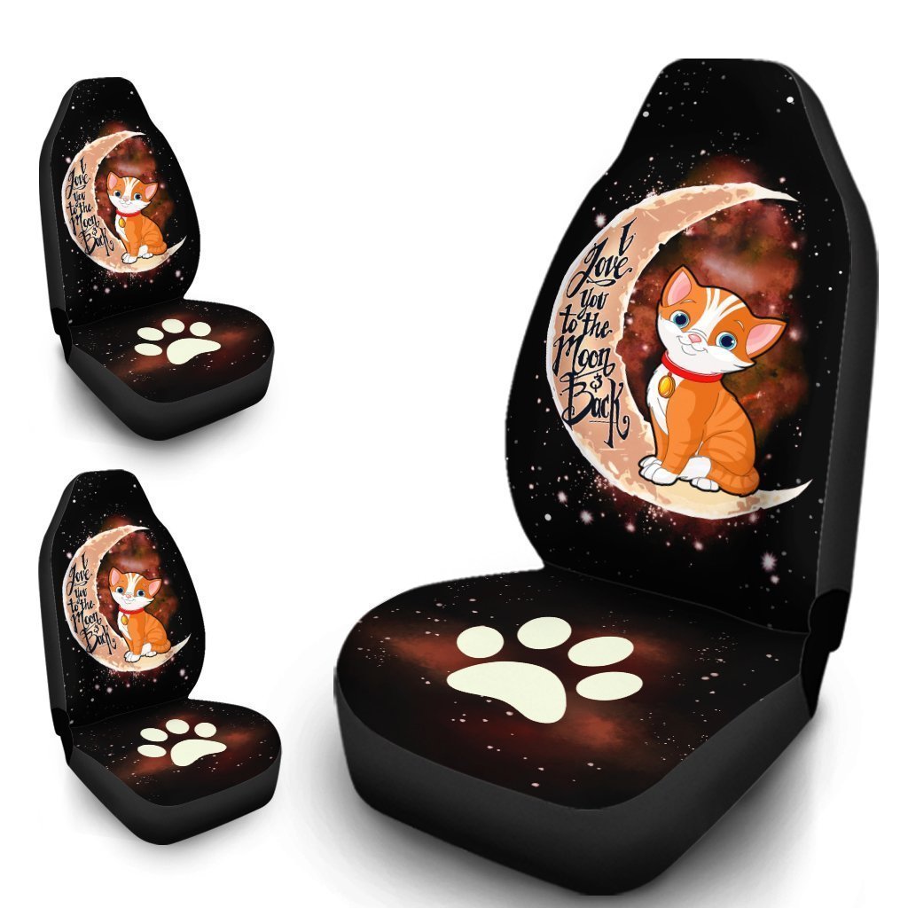 Cat Car Seat Covers I Love You To The Moon and Back Gift Idea For Cat Lovers Car Accessories - Gearcarcover - 4