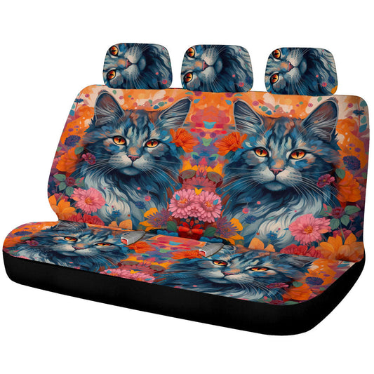 Cat Floral Car Back Seat Cover Custom Car Accessories - Gearcarcover - 1