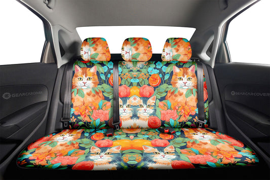 Cat Floral Car Back Seat Cover Custom Car Accessories - Gearcarcover - 2