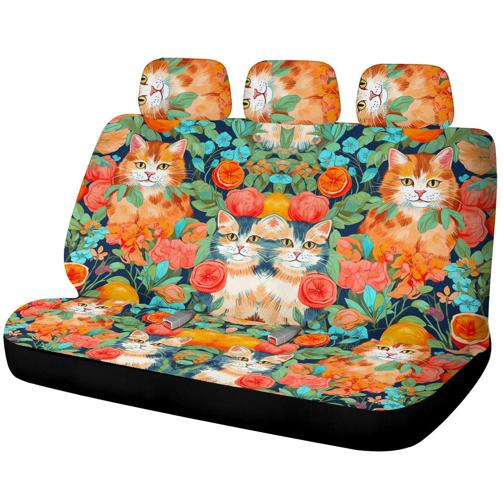 Cat Floral Car Back Seat Cover Custom Car Accessories - Gearcarcover - 1