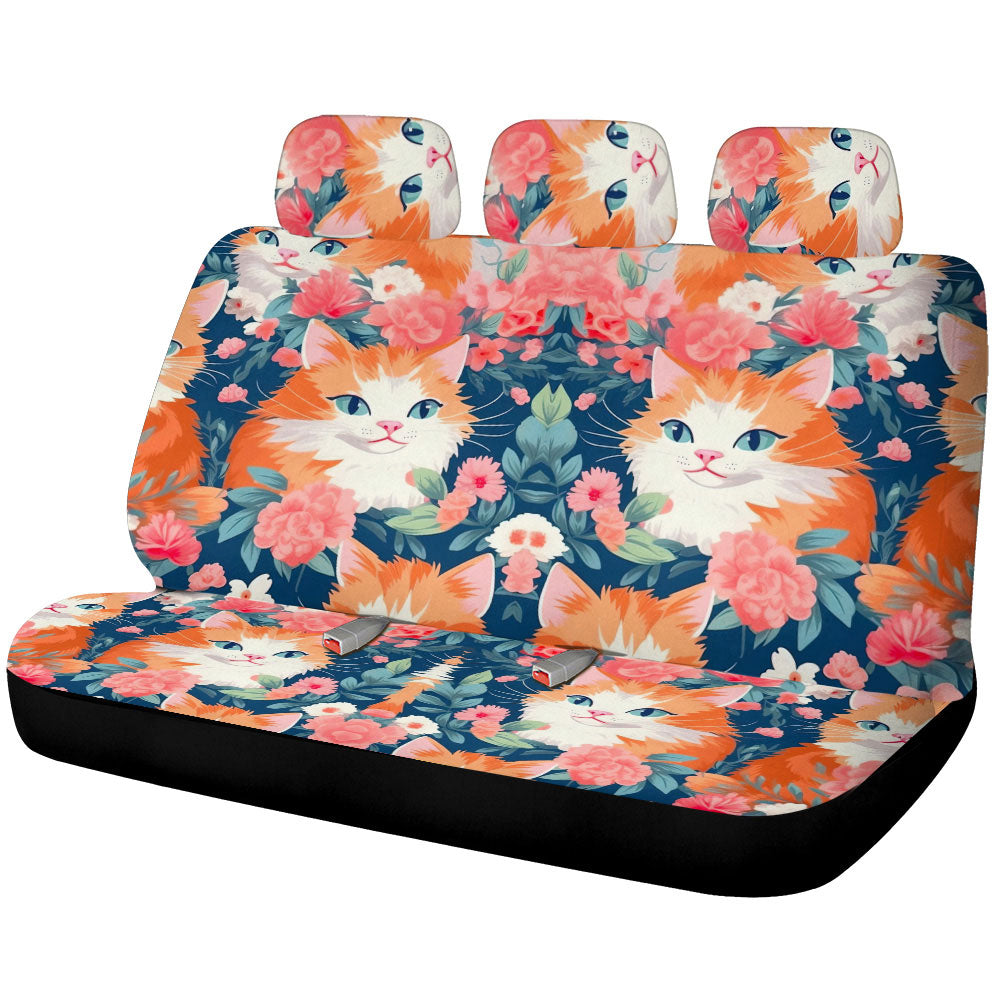 Cat Floral Car Back Seat Cover Custom Car Accessories - Gearcarcover - 1