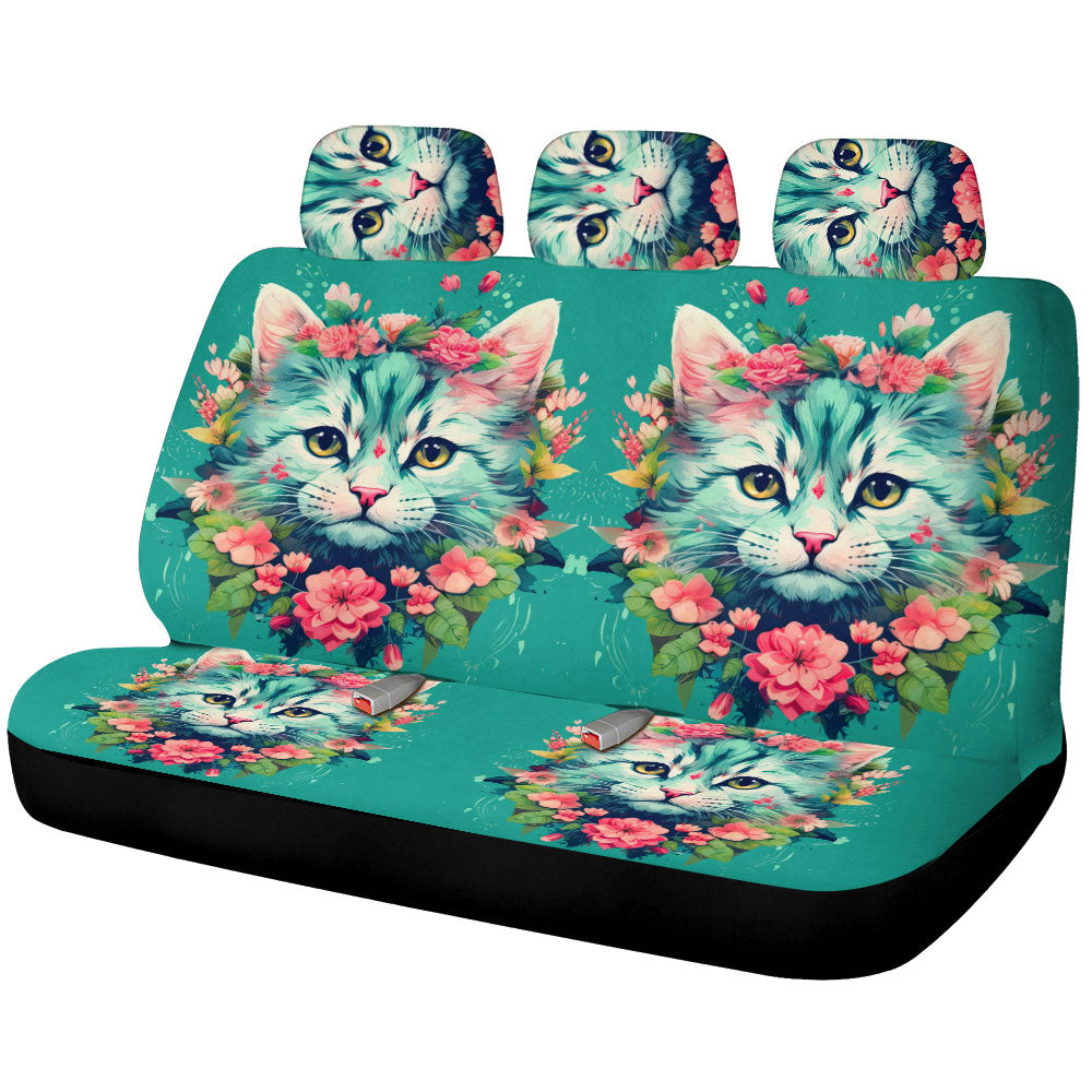 Cat Floral Car Back Seat Cover Custom Car Accessories - Gearcarcover - 1