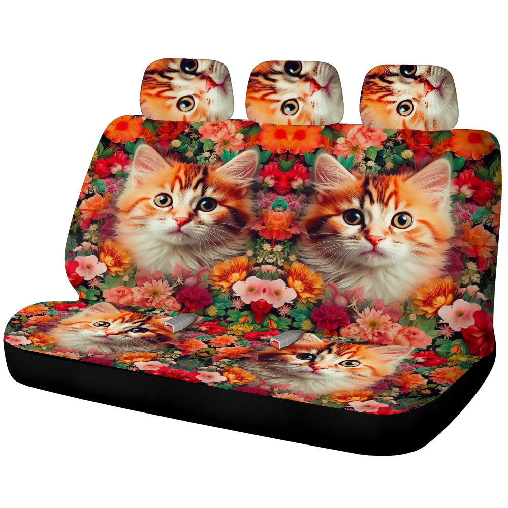 Cat Floral Car Back Seat Cover Custom Car Accessories - Gearcarcover - 1