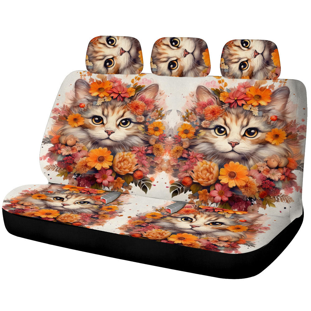 Cat Floral Car Back Seat Cover Custom Car Accessories - Gearcarcover - 1