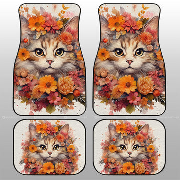 Cat Floral Car Floor Mats Custom Car Accessories - Gearcarcover - 1