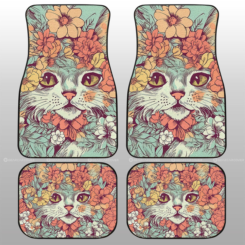 Cat Floral Car Floor Mats Custom Car Accessories - Gearcarcover - 1