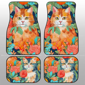Cat Floral Car Floor Mats Custom Car Accessories - Gearcarcover - 1