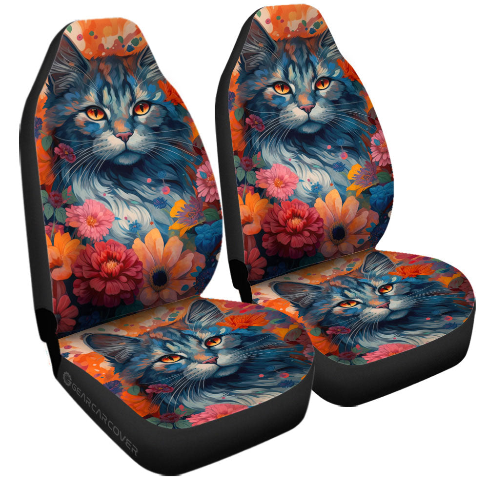 Cat Floral Car Seat Covers Custom Car Accessories - Gearcarcover - 3