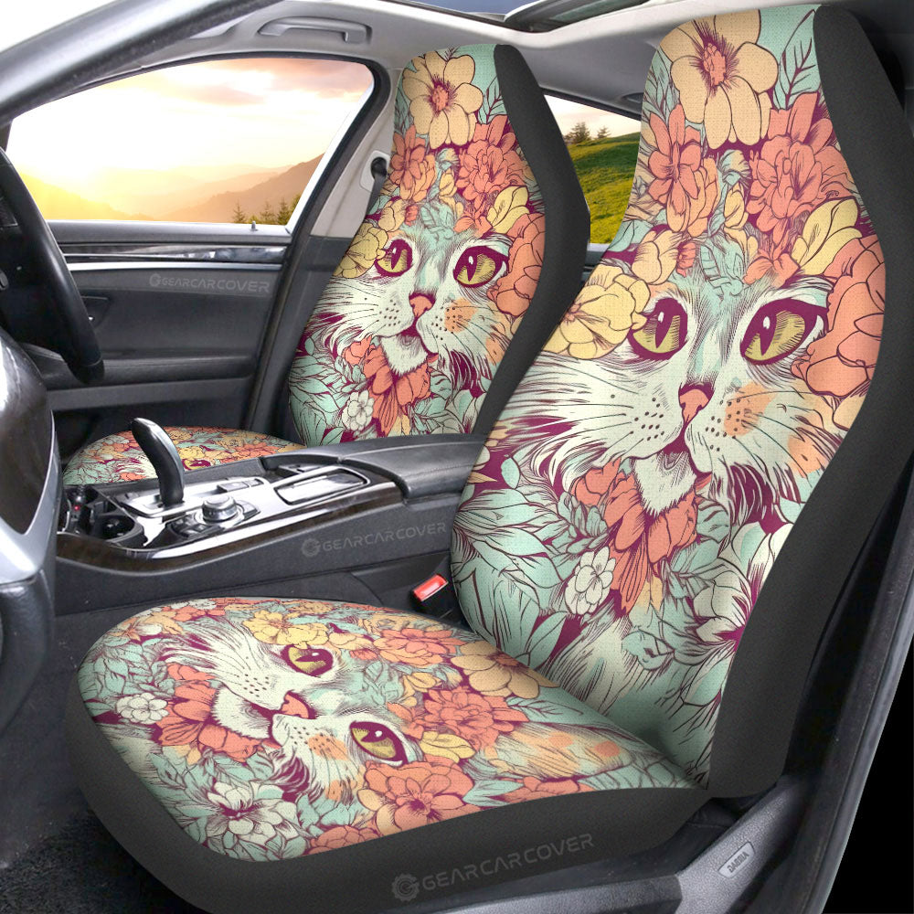 Cat Floral Car Seat Covers Custom Car Accessories - Gearcarcover - 1