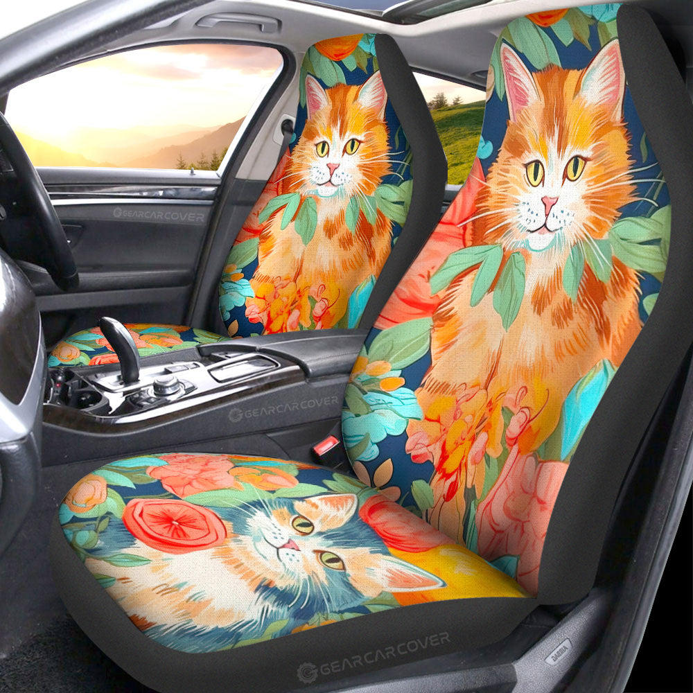 Cat Floral Car Seat Covers Custom Car Accessories - Gearcarcover - 1