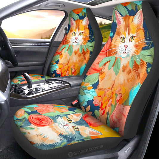 Cat Floral Car Seat Covers Custom Car Accessories - Gearcarcover - 1