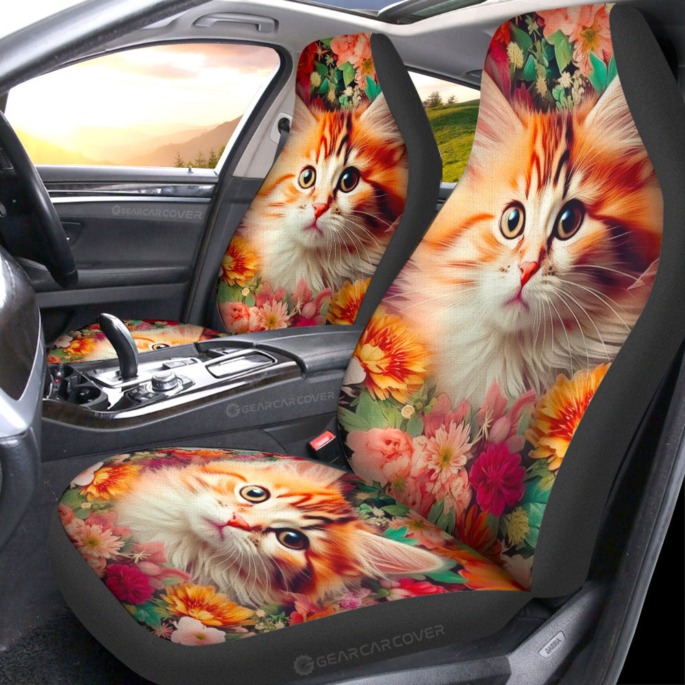 Cat Floral Car Seat Covers Custom Car Accessories - Gearcarcover - 1