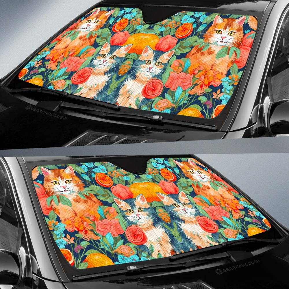 Cat Floral Car Sunshade Custom Car Accessories - Gearcarcover - 2