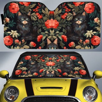 Cat Floral Car Sunshade Custom Car Accessories - Gearcarcover