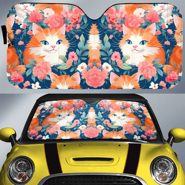 Cat Floral Car Sunshade Custom Car Accessories - Gearcarcover