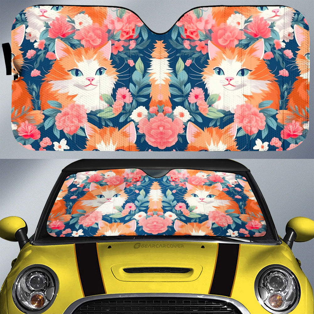 Cat Floral Car Sunshade Custom Car Accessories - Gearcarcover - 1