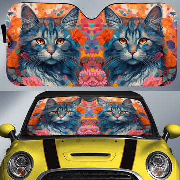 Cat Floral Car Sunshade Custom Car Accessories - Gearcarcover - 1