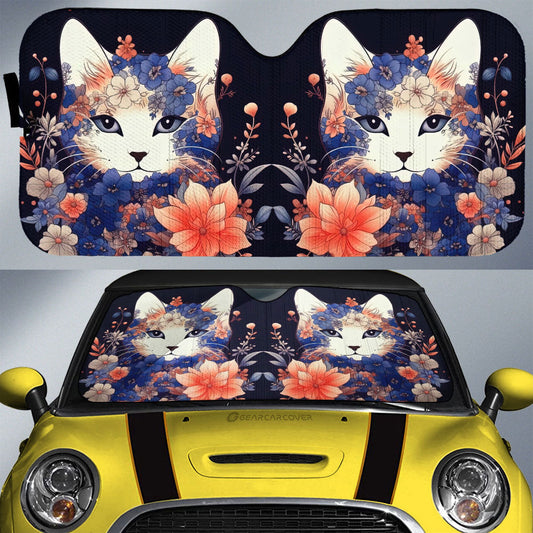 Cat Floral Car Sunshade Custom Car Accessories - Gearcarcover - 1