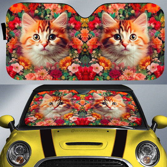 Cat Floral Car Sunshade Custom Car Accessories - Gearcarcover - 1