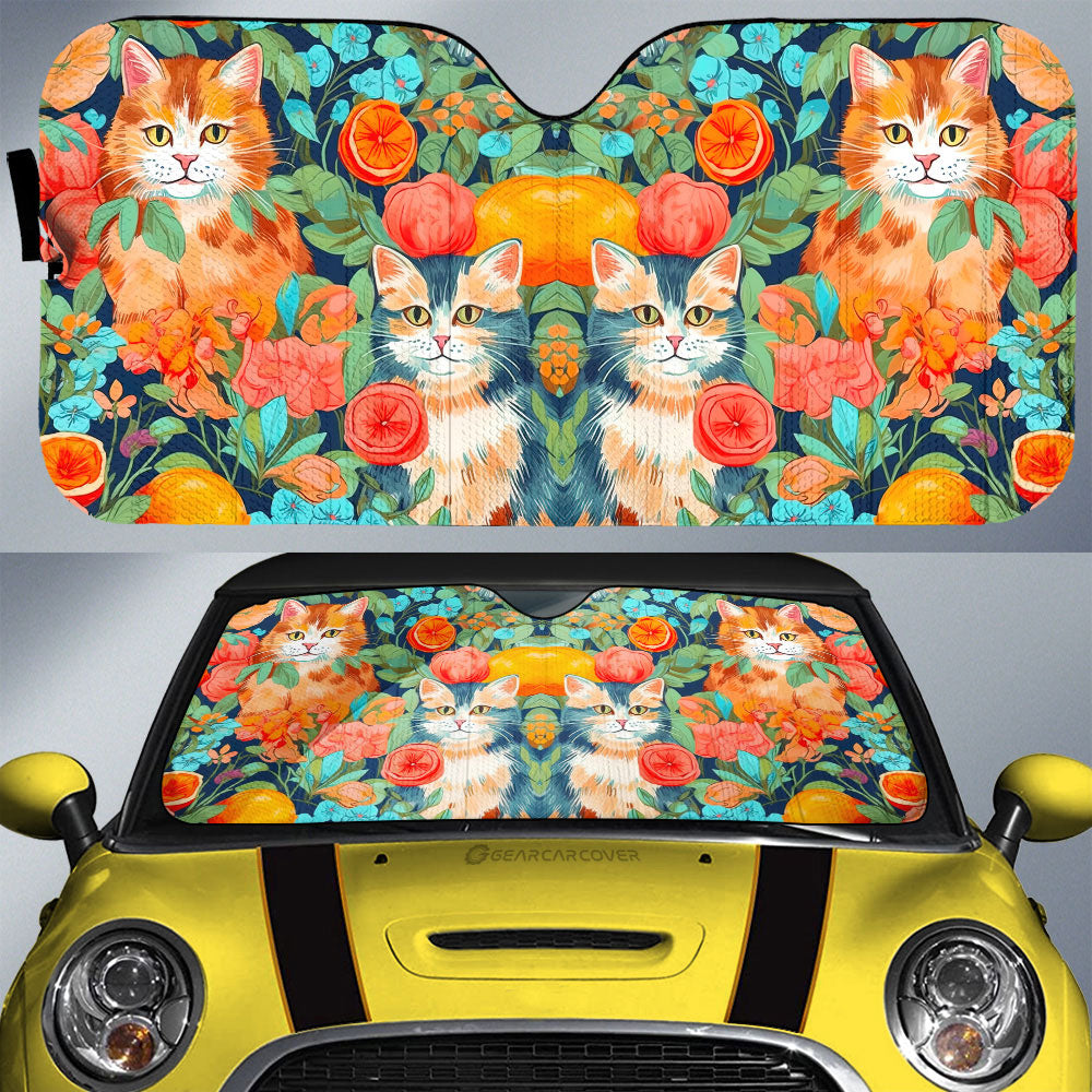 Cat Floral Car Sunshade Custom Car Accessories - Gearcarcover - 1