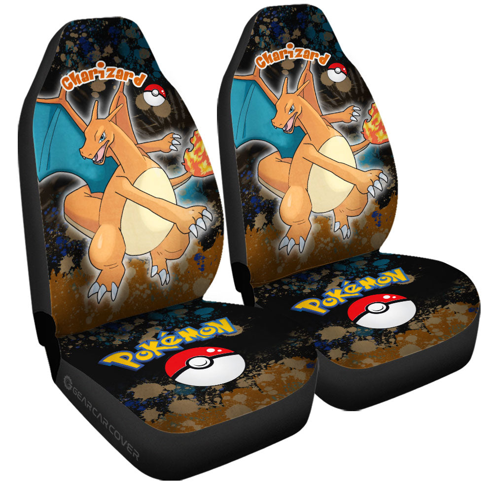 Charizard Car Seat Covers Custom Tie Dye Style Anime Car Accessories - Gearcarcover - 3