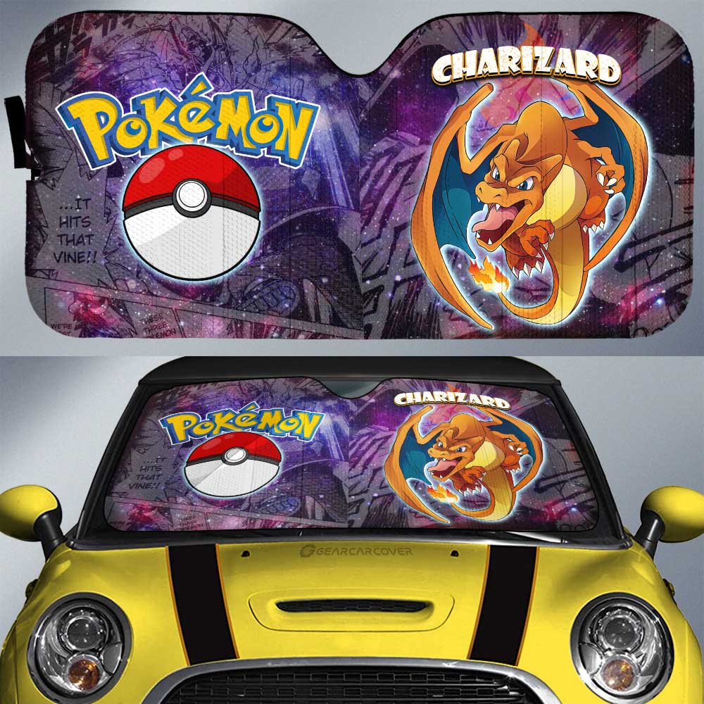 Charizard Car Sunshade Custom Anime Galaxy Manga Style - Gearcarcover - 1