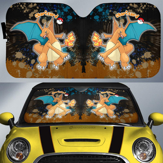 Charizard Car Sunshade Custom Tie Dye Style Anime Car Accessories - Gearcarcover - 1