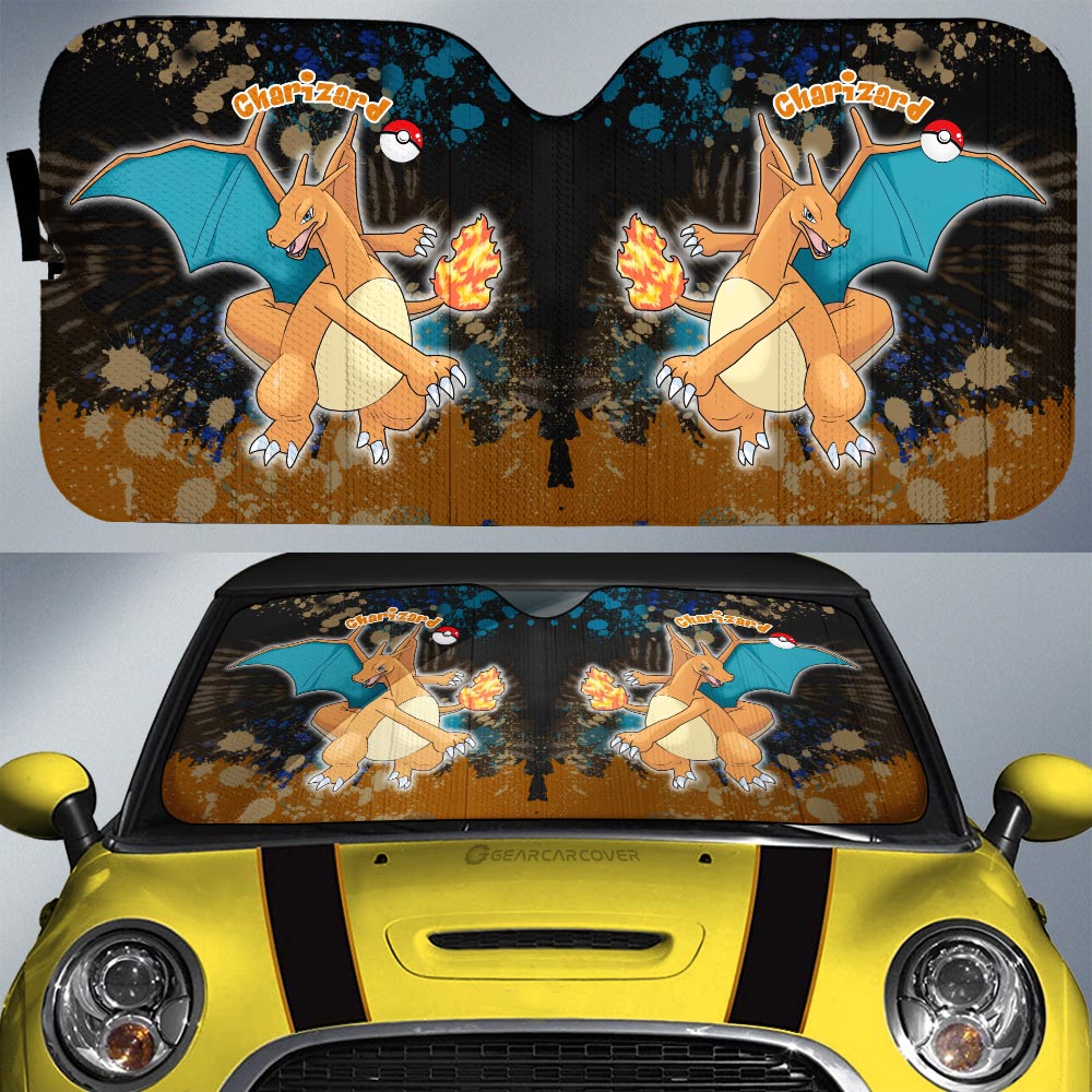 Charizard Car Sunshade Custom Tie Dye Style Anime Car Accessories - Gearcarcover - 1