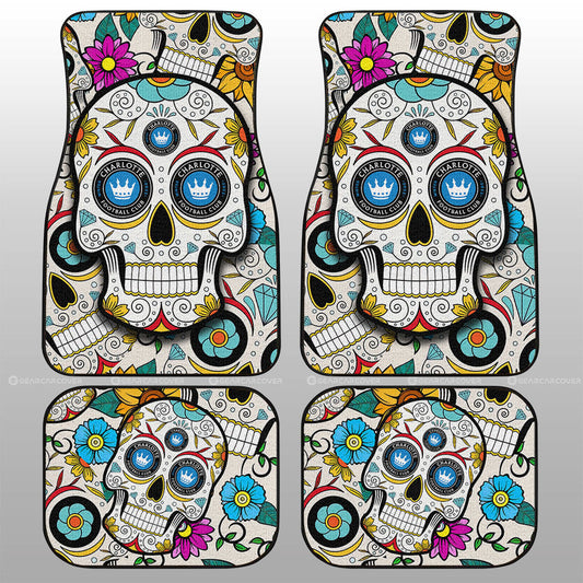 Charlotte FC Car Floor Mats Custom Sugar Skull Car Accessories - Gearcarcover - 1