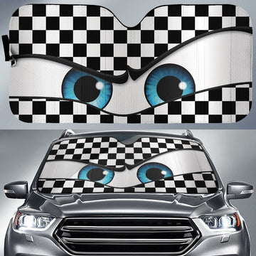 Checkerboard Car Eyes Sun Shade Custom Car Accessories - Gearcarcover - 1