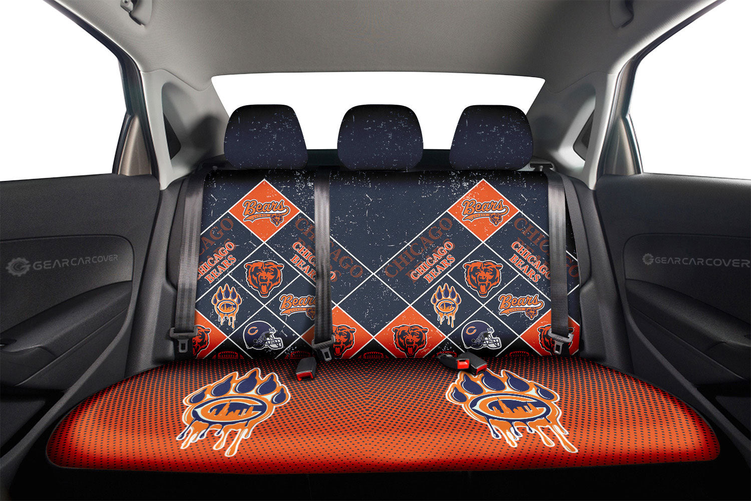 Chicago Bears Car Back Seat Covers Sporty Team Collection - Gearcarcover - 2