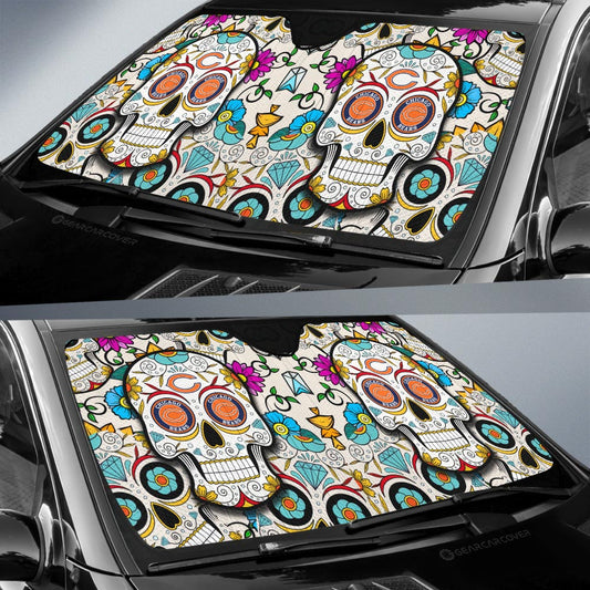 Chicago Bears Car Sunshade Custom Sugar Skull Car Accessories - Gearcarcover - 2
