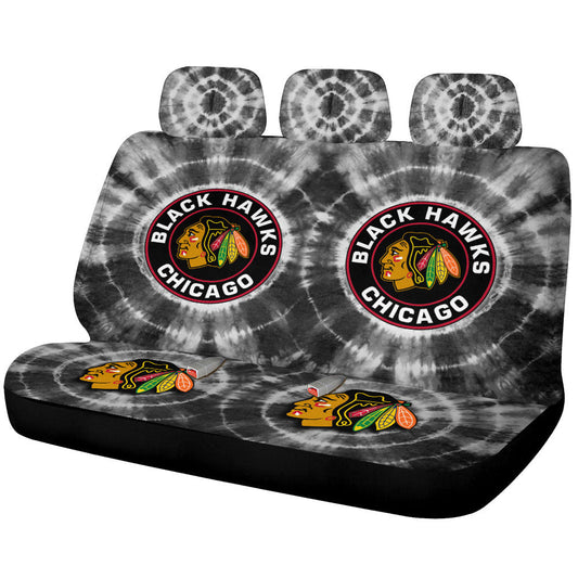 Chicago Blackhawks Car Back Seat Covers Custom Tie Dye Car Accessories - Gearcarcover - 1