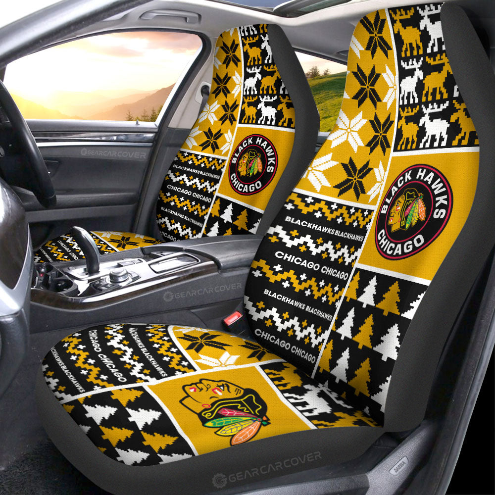 Chicago Blackhawks Car Seat Covers Custom Ugly Style Car Accessories - Gearcarcover - 1