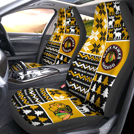 Chicago Blackhawks Car Seat Covers Custom Ugly Style Car Accessories - Gearcarcover - 1