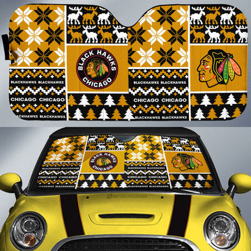 Chicago Blackhawks Car Sunshade Custom Ugly Style Car Accessories - Gearcarcover - 1