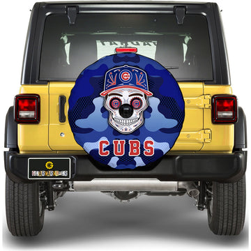 Chicago Cubs Spare Tire Covers Camera Hole Skull Theme Collection - Gearcarcover - 1