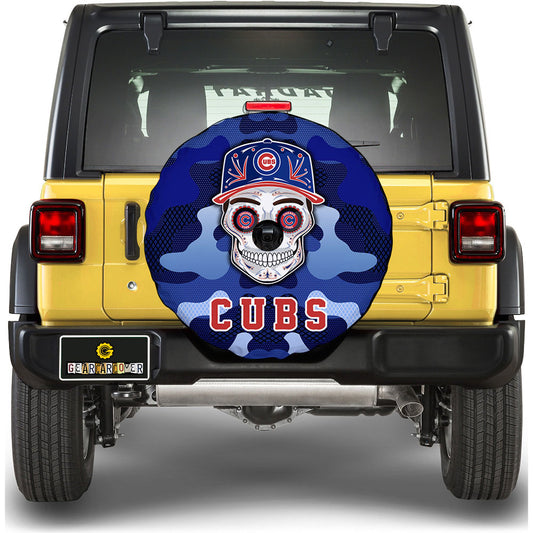 Chicago Cubs Spare Tire Covers Camera Hole Skull Theme Collection - Gearcarcover - 1