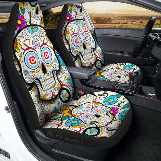 Chicago Fire FC Car Seat Covers Custom Sugar Skull Car Accessories - Gearcarcover - 2